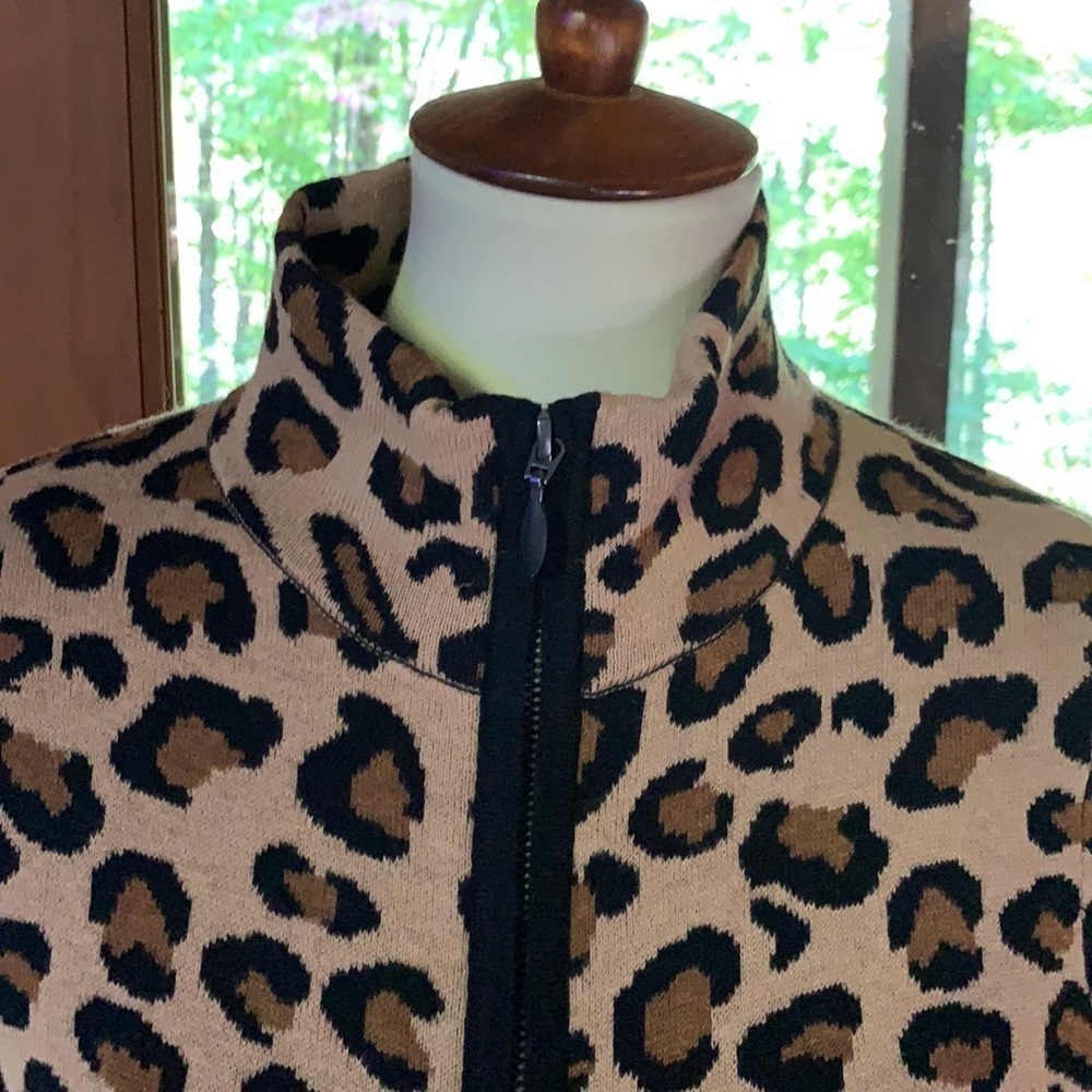 Rachel Zoe leopard print full zip cardigan sweater Size XS - Picture 6 of 11